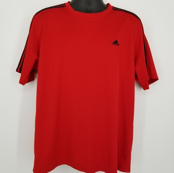 red and black adidas shirt